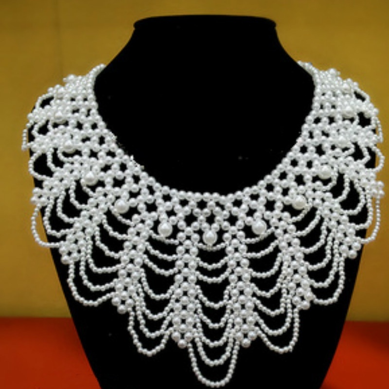 Beaded Trim Fringe - Yeni inci boncuklu dantel süs yaka