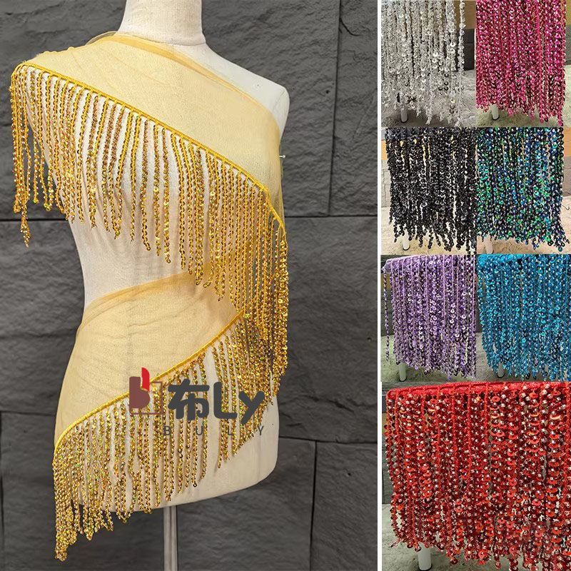 Beaded Trim Fringe - 15cm Boncuklu Pul Payetli Saçaklı Şerit,